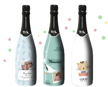 Champagne personnalisé pour un baptême avec un sleeve