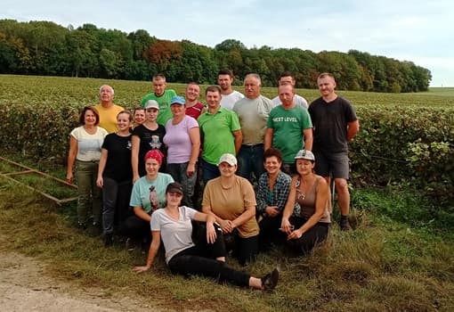 Equipe de vendangeurs champagne prat