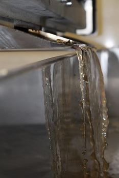 Joli jus de raisin de Chardonnay coulant du pressoir