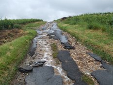 Route des vignes de Chezy sur Marne abimée lors de l orage du 14 juin 2009