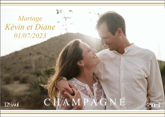 Etiquette personnalisée de champagne avec photo pour mariage