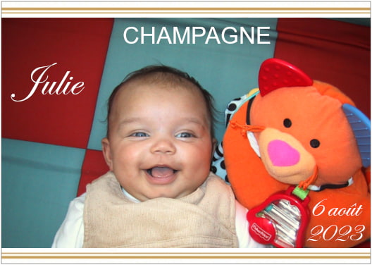 Etiquette personnalisée champagne avec photo pour un cadeau de naissance ou un baptême