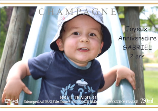Etiquette personnalisée champagne avec photo pour un anniversaire