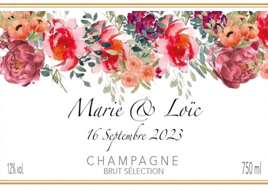 Etiquette personnalisée champagne avec logo pour un mariage