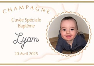 Etiquette personnalisée champagne pour bapteme