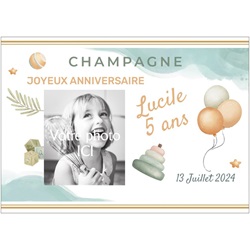 Etiquette avec photo pour anniversaire jeune enfant