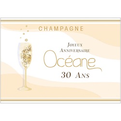 Flute de Champagne pour tiquette anniversaire