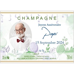 etiquette avec photo de design vert pour anniversaire