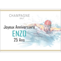 Etiquette pour anniversaire fan de natation