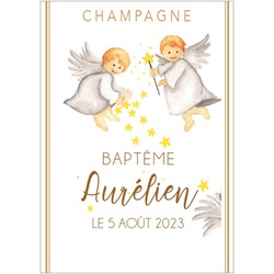 Champagne personnalis pour un bapteme avec anges