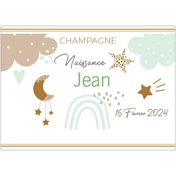 tiquette pour naissance avec arc en ciel bleu