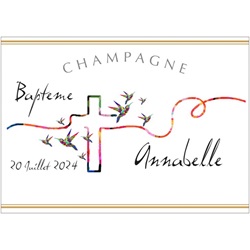 tiquette de champagne pour communion avec croix