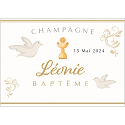 tiquette pour communion avec colombes et calice