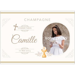 tiquette de champagne personnalise pour communion avec photo 
