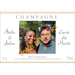 Etiquette personnalisée avec photo mariage pour bouteille de Champagne