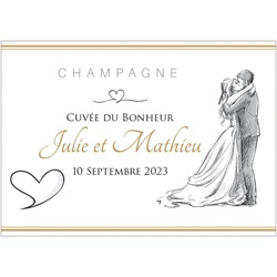 Etiquette pour mariage coeur et couple de maris