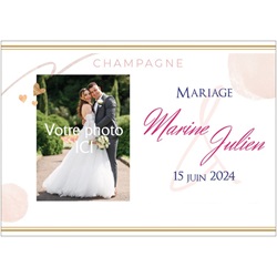 tiquette personnalise photo des maris et design rose