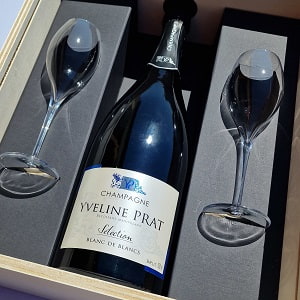 Coffret de Champagne en bois pour un magnum et 2 flutes